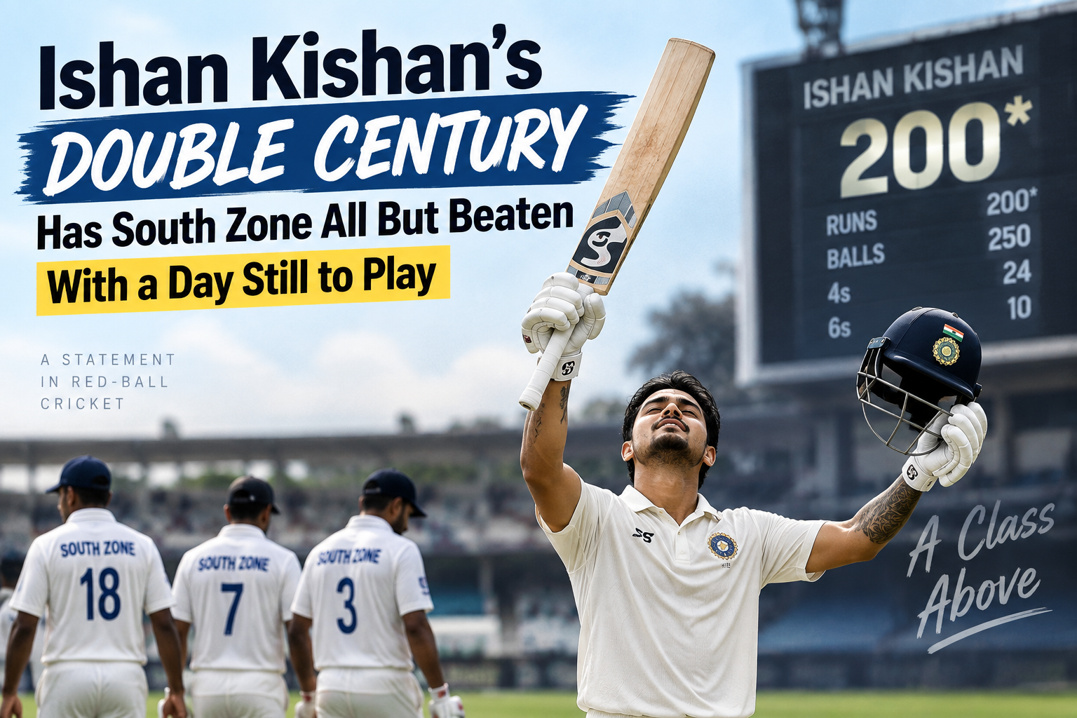 Ishan Kishan's Double Century Has South Zone All But Beaten With a Day Still to Play